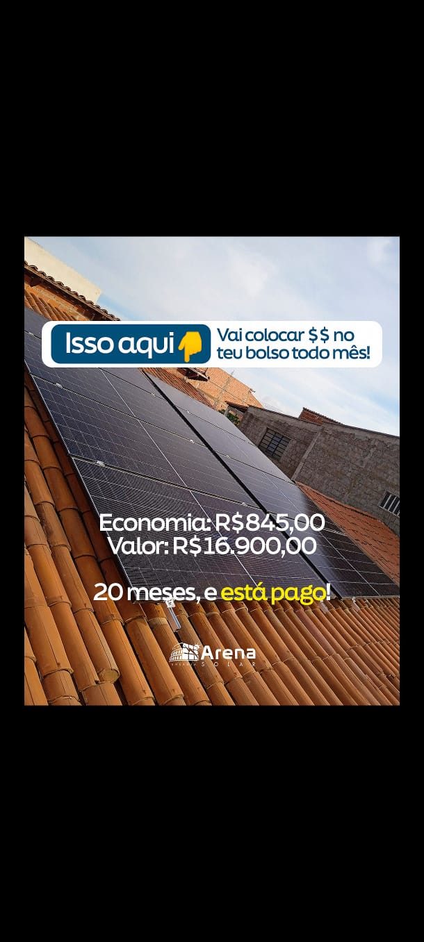 Sistema solar pago em 20 meses de economia
